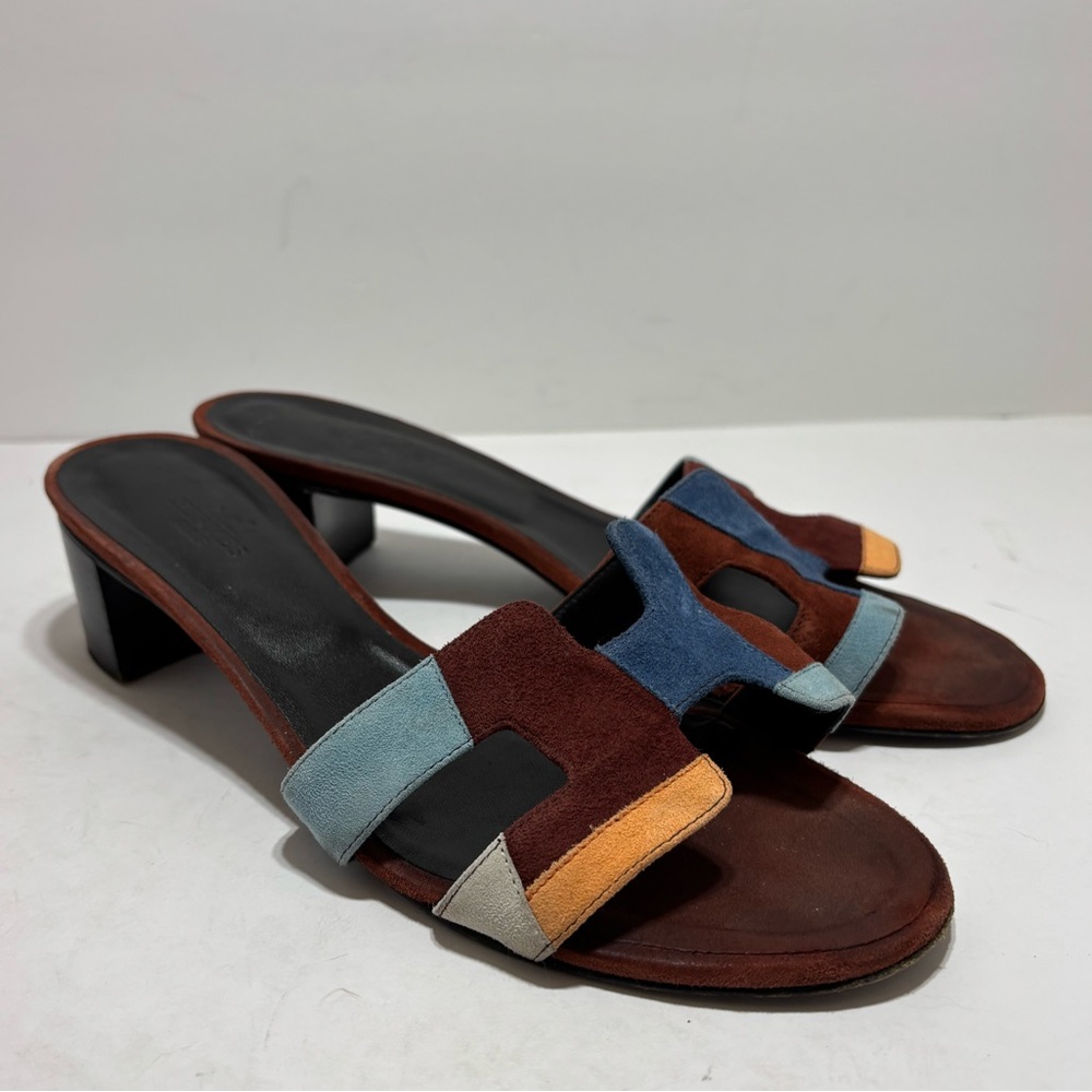 SOLD 💗 Hermes Multicolor Suede Sandals - Picture 7 of 12